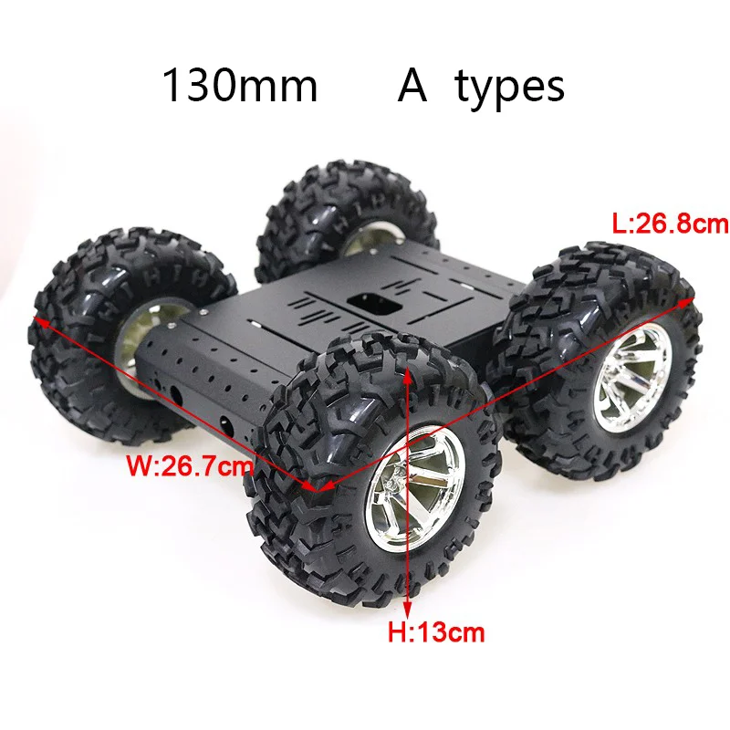4WD RC سيارة هيكل السيارة المعدنية مع 130 مللي متر الدفة عجلة موتور تيار مباشر على الطرق الوعرة خزان مشروع سيارة روبوت لاردوينو للبرمجة لتقوم بها بنفسك عدة