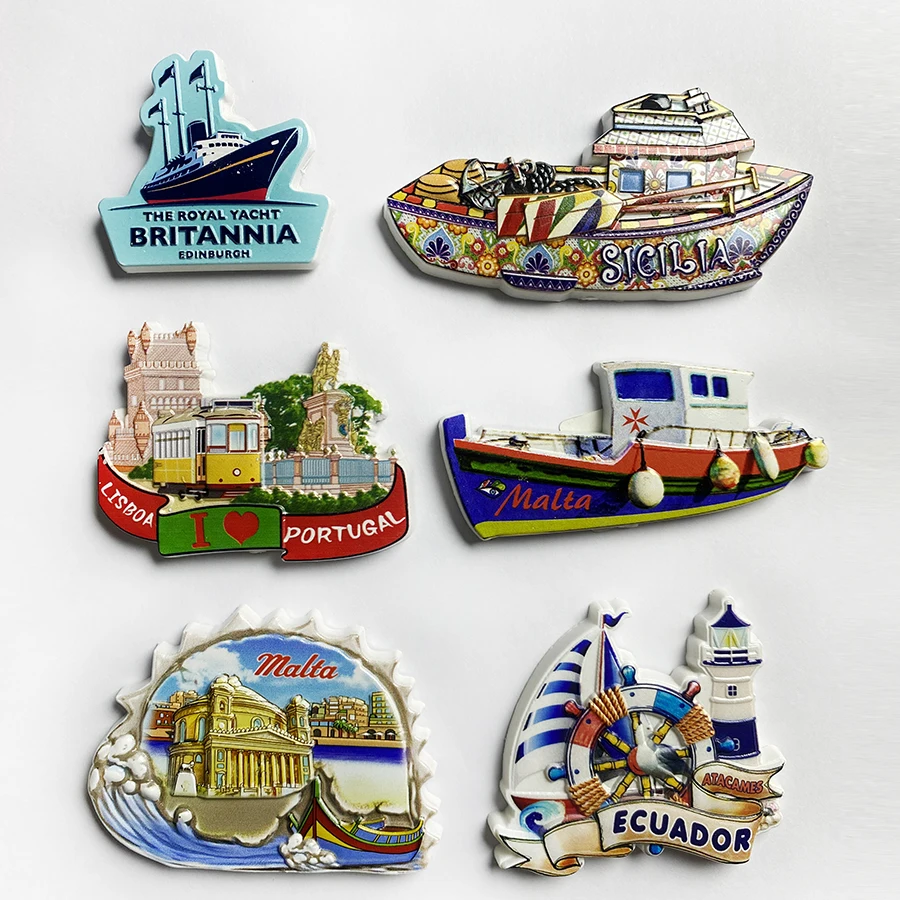 Britania 3D refrigerator stickers, Sicilia Portugual Malta Ecador, travel souvenirs, collectibles, handicrafts, decorative items