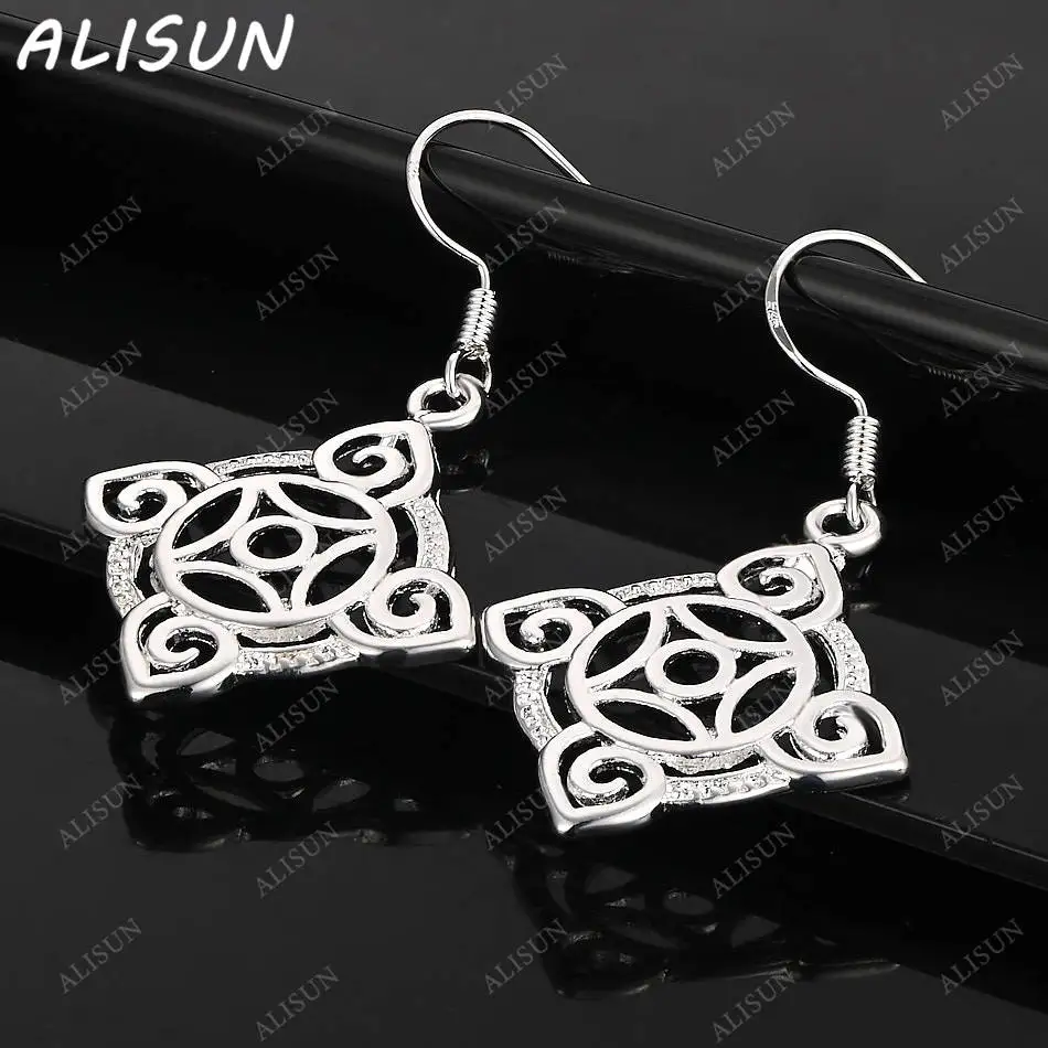 

ALISUN 925 Sterling Silver Zircon Square Earrings Stud Earrings For Women Fashion Jewelry Charm Grace Noble Wedding Accessories
