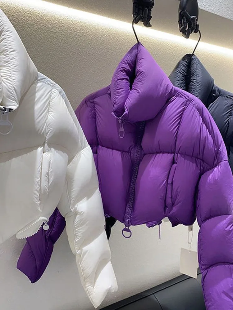 Ladies Thickened White Duck down Short Coat Casual Style Pure Color Fashion Winter New Arrival Small Design Luxury Jacket