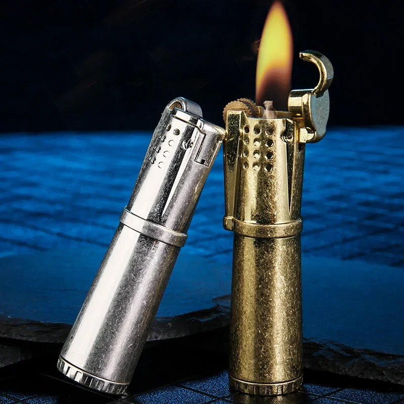 Retro Kerosene Petrol Lighter, Creative Nostalgic, Windproof Grinding Wheel, Metal Lighters, Gadgets for Men, Personality