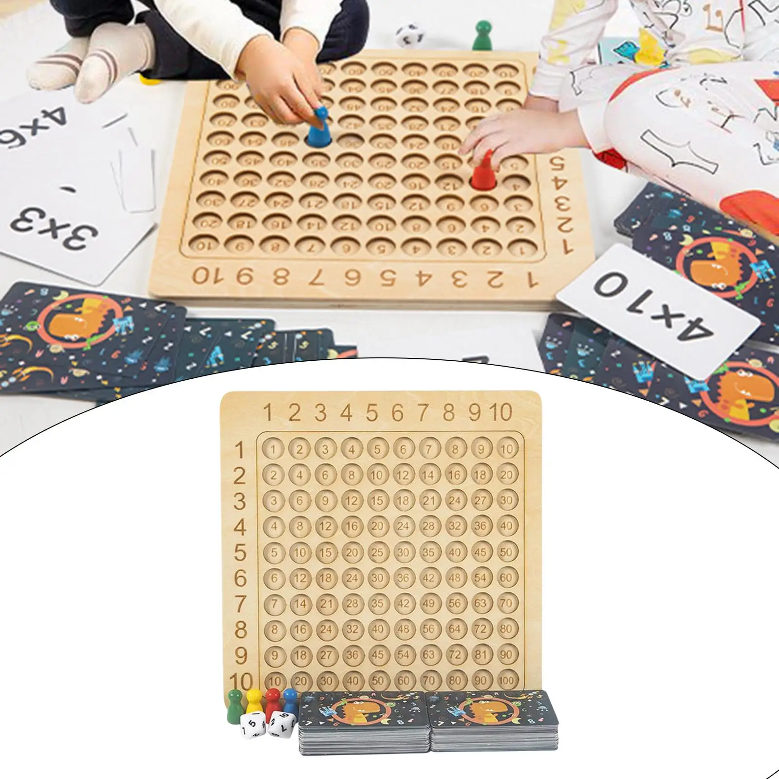 Educational Wooden Multiplication Board Additive Board Math Table Board Game Preschool Learning for Kids Children Gift