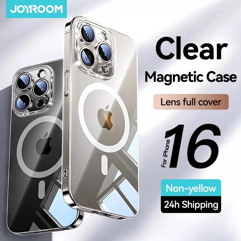 Joyroom Magnetic Transparent Case for iPhone 16 15 Pro Max Case Non-yellow Shockproof Cover for iPhone Protector Case