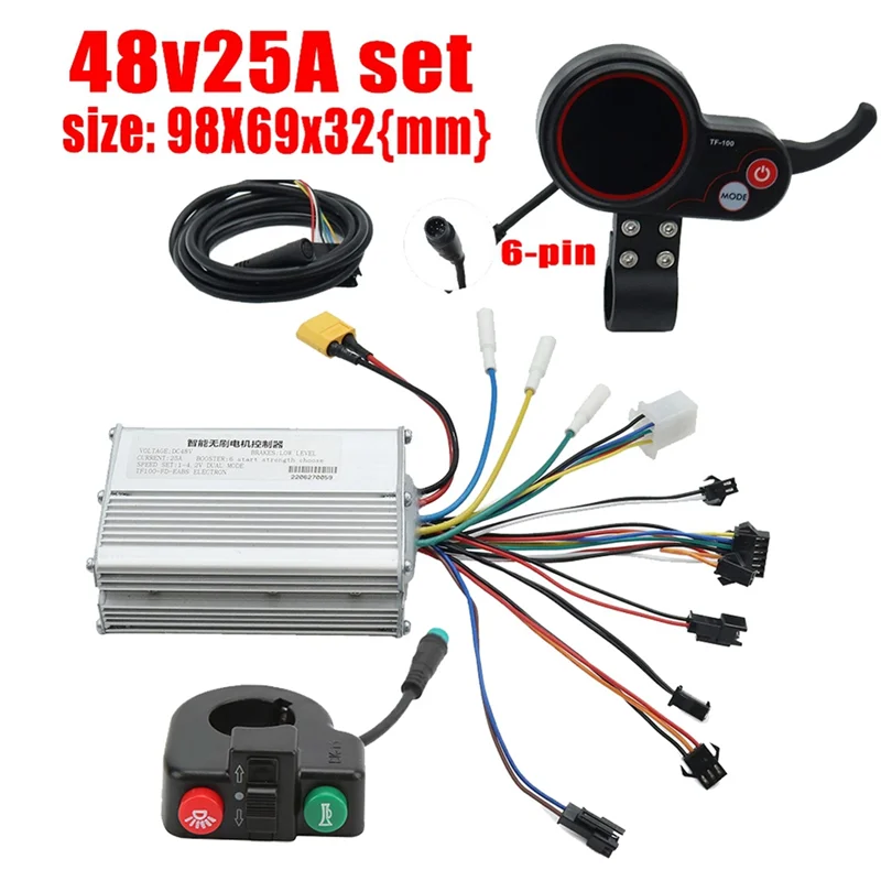 Kit de painel controlador de scooter elétrico 48v 25a com display TF-100 + botão interruptor para peças de scooter elétrica kugoo m4