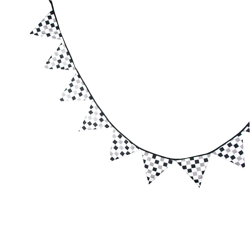 

3M Triangle Banner Checkered Pattern Party Decoration Supplies Racing Flags Party Decoration Supplies Durability Double Side