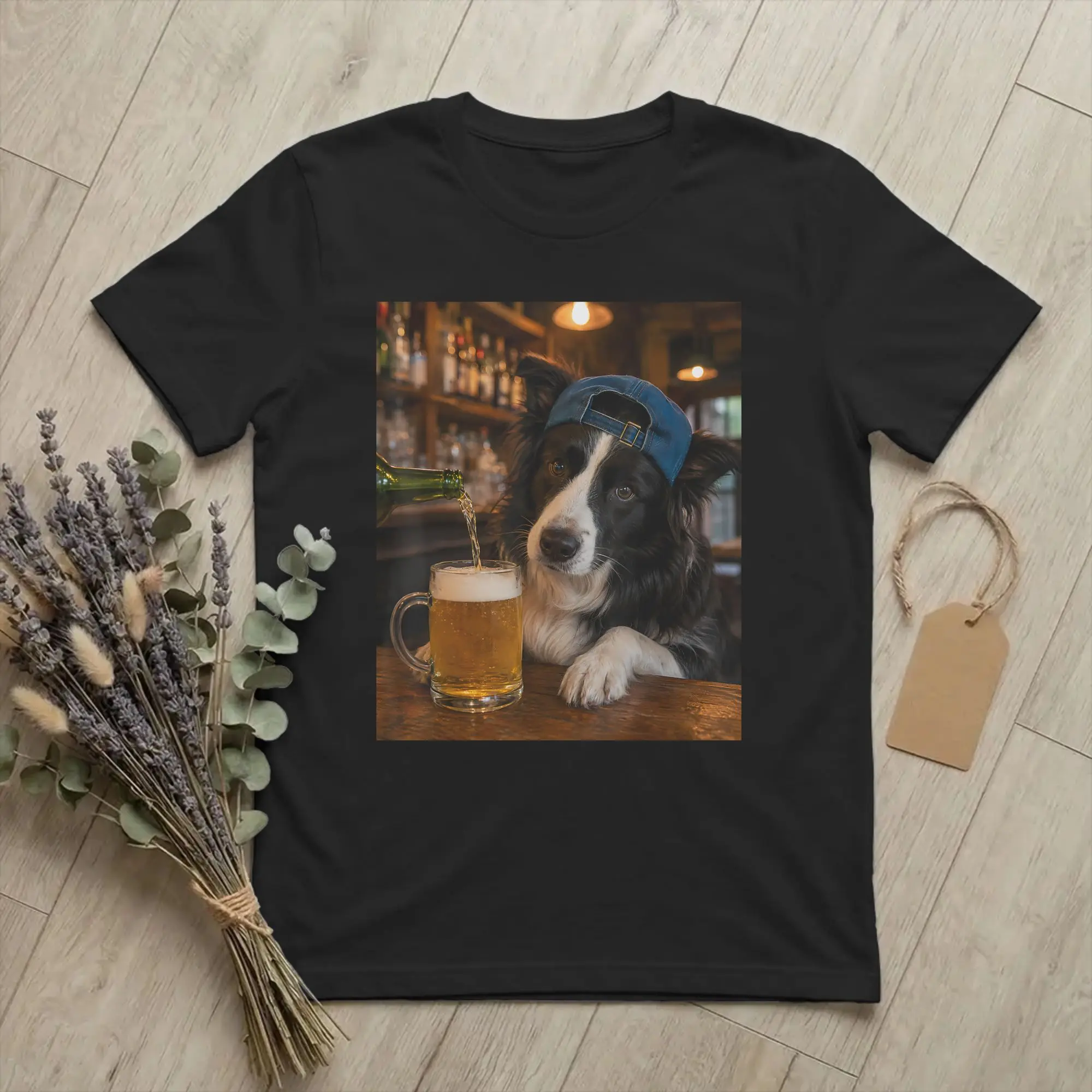 Camisetas con estampado de Border Collie bebiendo cerveza para hombre, camiseta divertida con meme de perro, camiseta vintage 100% algodón, camiseta de manga corta con cuello redondo, camisetas de talla grande