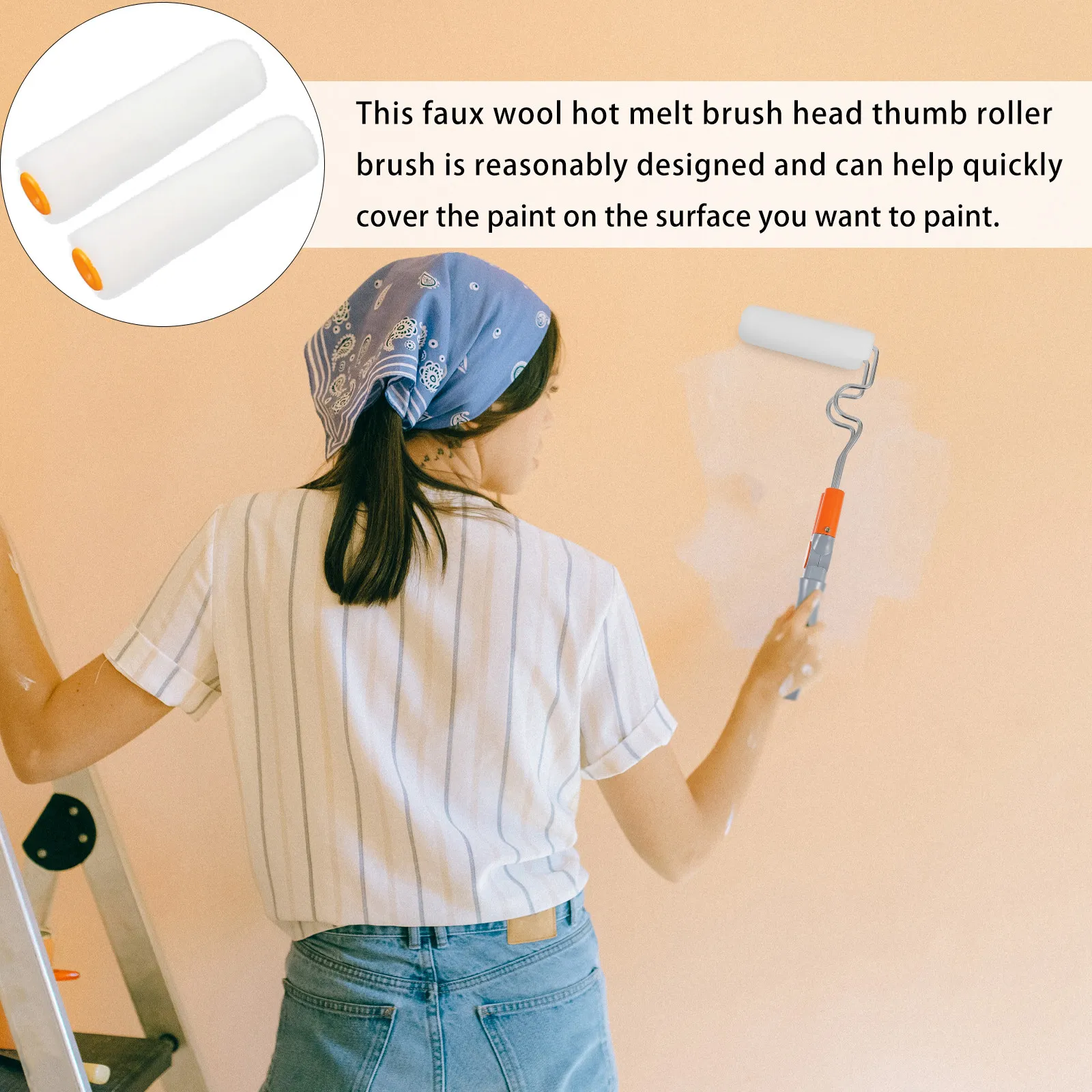 

10 шт. термосвариваемых чехлов для валиков, сменные насадки для малярных валиков из химического волокна для гладкой отделки стен, многоразовые, легко моются