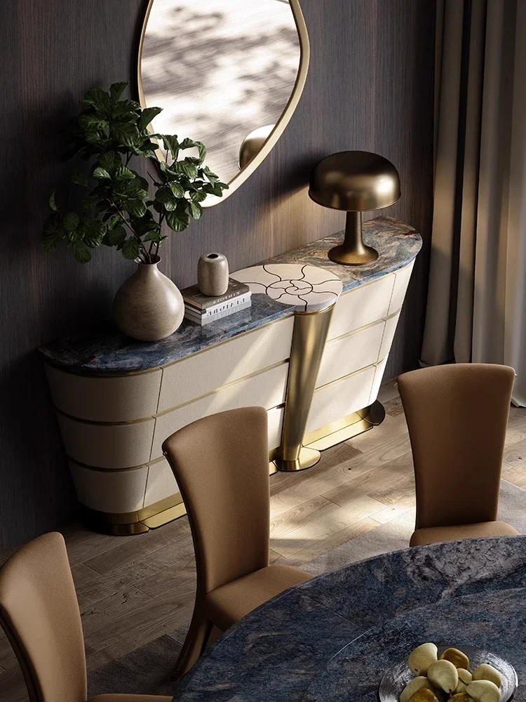 Side cabinet Italian light luxury high-end villa living room designer conch chest integrated wall locker wine cabinet