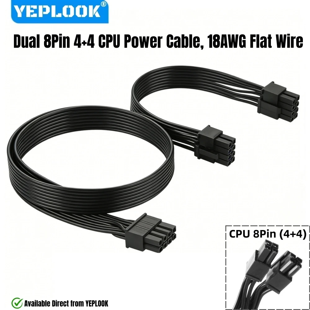 

YEPLOOOK Dual CPU Power Cable Dual 8Pin 4+4 EPS/ATX12V for Corsair HX1200, HX1000, HX850, HX750 HX PLATINUM Type 4 Modular Power