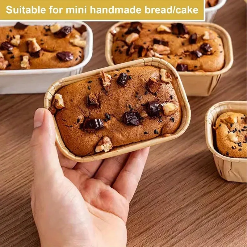 

Anti-Oil Cardboard Baking Cup: Mini Rectangular Box for Bread and Pancakes with Slotted Edges, Stacked Design for Even Baking