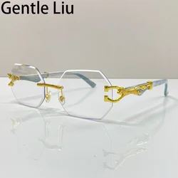 Kleiner Rahmen Sechseck randlose Sonnenbrille Männer Retro rahmenlose Sonnenbrille für Frauen 2024 Luxusmarke quadratische Brille uv400 Farben