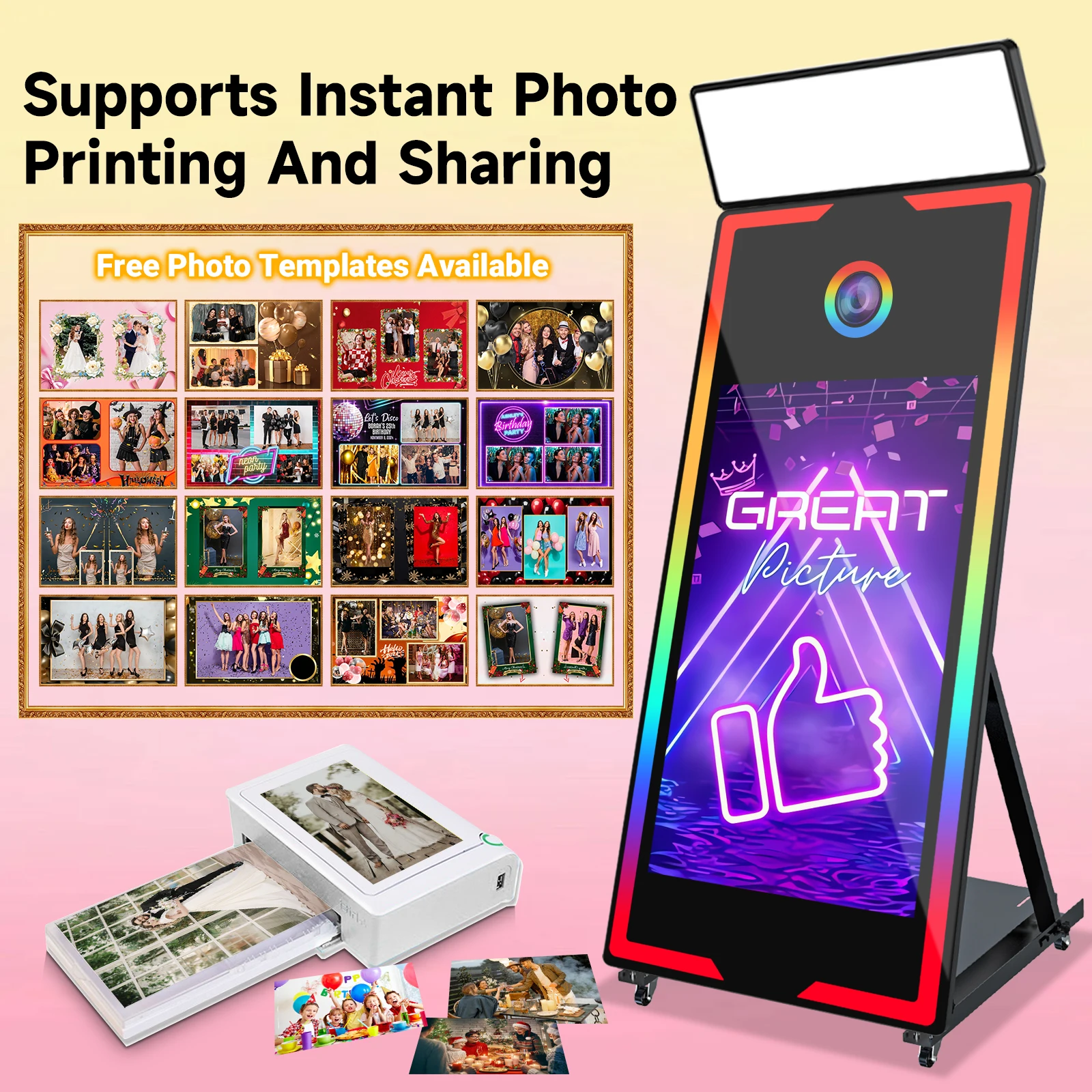 Touch Screen Magic Mirror Photo Booth Portable 40 65 inch Mirror Photobooth Machine with Flight Case For Wedding Party Activity