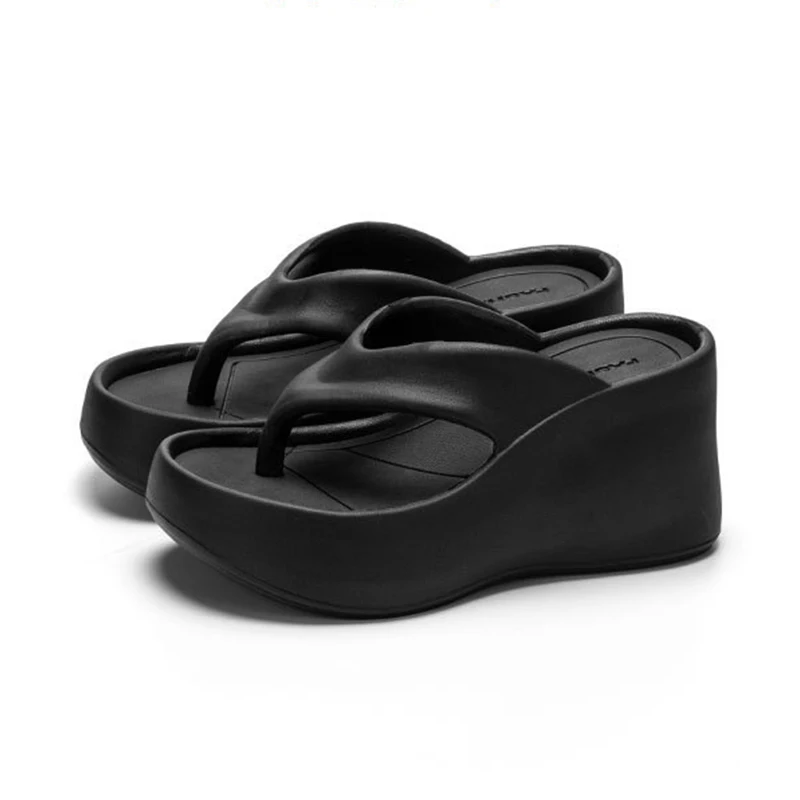 Dames Slippers Zomer Nieuwe Sandalen Met Dikke Zolen En Hoge Hakken Voor Buiten Met Dikke Zolen En Antislip Strandclip Teenhelling Hak Sandalen