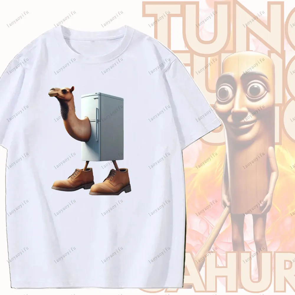 

Футболка Tung Tung Sahur, забавная итальянская футболка Brainrot Meme Y2k с графическим рисунком, летние мягкие футболки унисекс из 100% хлопка