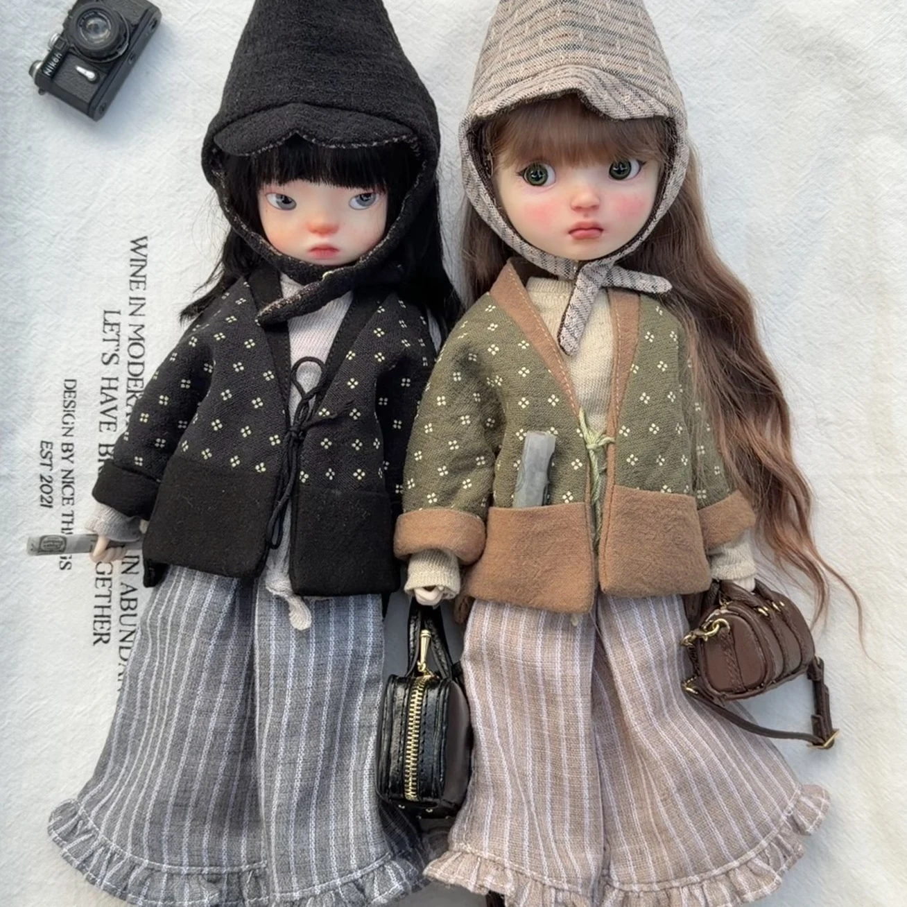 

Комплект из 3 предметов: одежда Blyth, халат с хлопковой подкладкой и полосатые штаны, кружевной свитер для Licca Azone Ob24 22 PP Ker ICY YMY, аксессуары для кукол