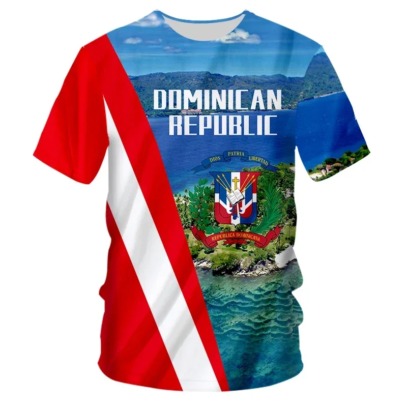 Summer Dominican Republic Flag Tshirt Men's T-Shirt 3D Printing T Shirt Couple Casual Sports Oversized Casual Short Sleeve Tops