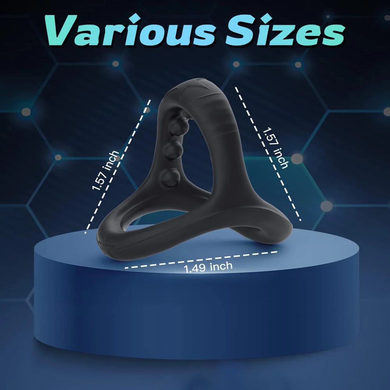 سيليكون حلقات القضيب خاتم الديك الانتصاب تعزيز الثلاثي القضيب الدائري مع تدليك الخرز تأخير القذف الجنس لعب للرجال