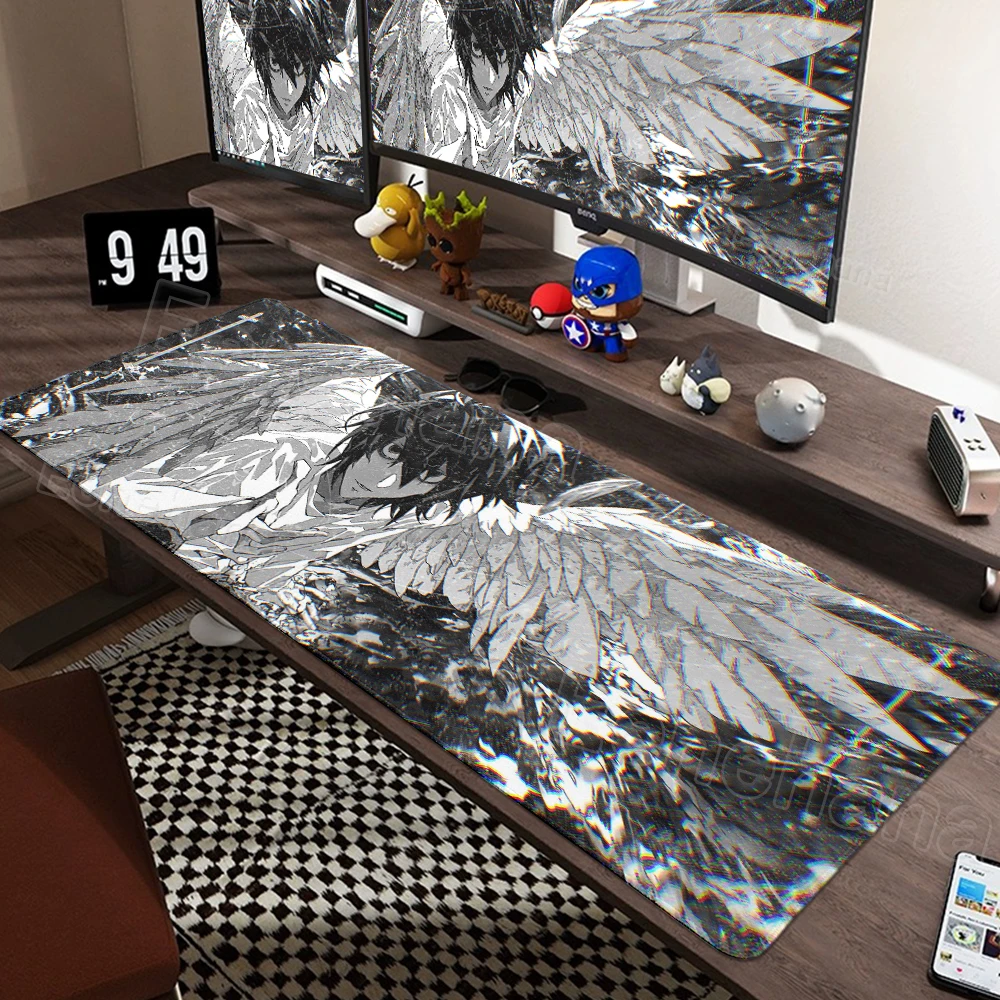 

Черный нескользящий коврик для мыши DEATH NoteE L для геймера 800X300 мм, настольные коврики HD с принтом, японское аниме, игровые аксессуары для ПК, коврик для компьютерного стола