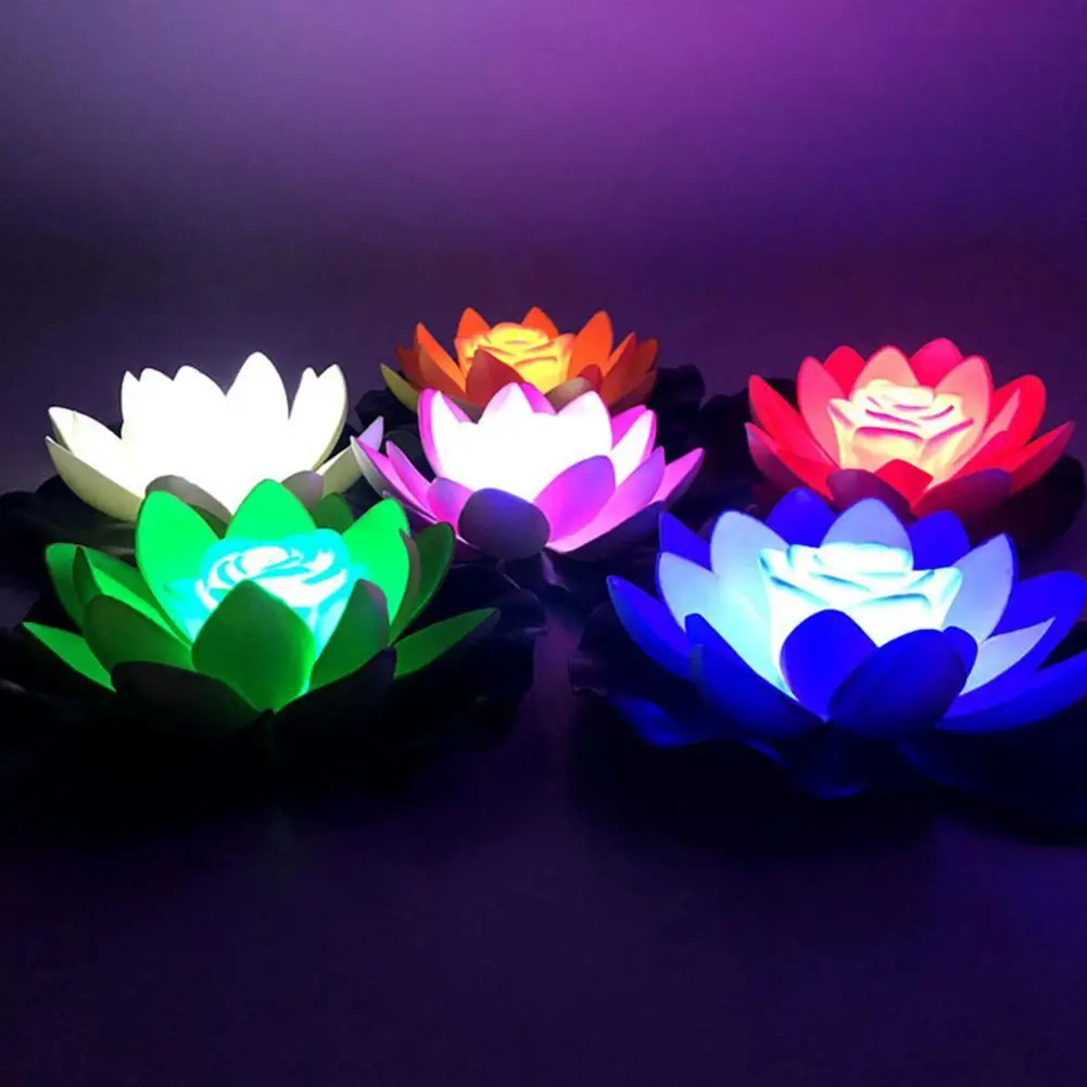 LED Waterproof Floating Lotus Light Lotus Floating Water Lamp Garden Pool Decor Lotus Night Lamp Home Lighting Accessories