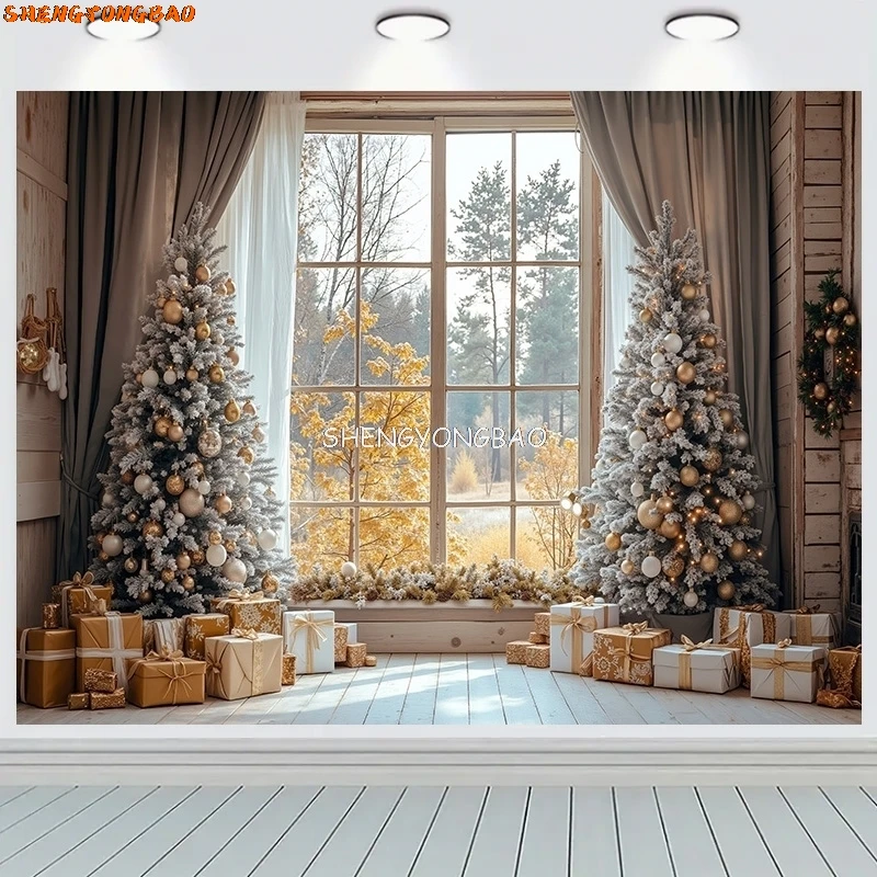 Ano novo dia de natal fotografia digital pano de fundo prop lareira inverno sala estar presente feriado photo studio fundo RS-17