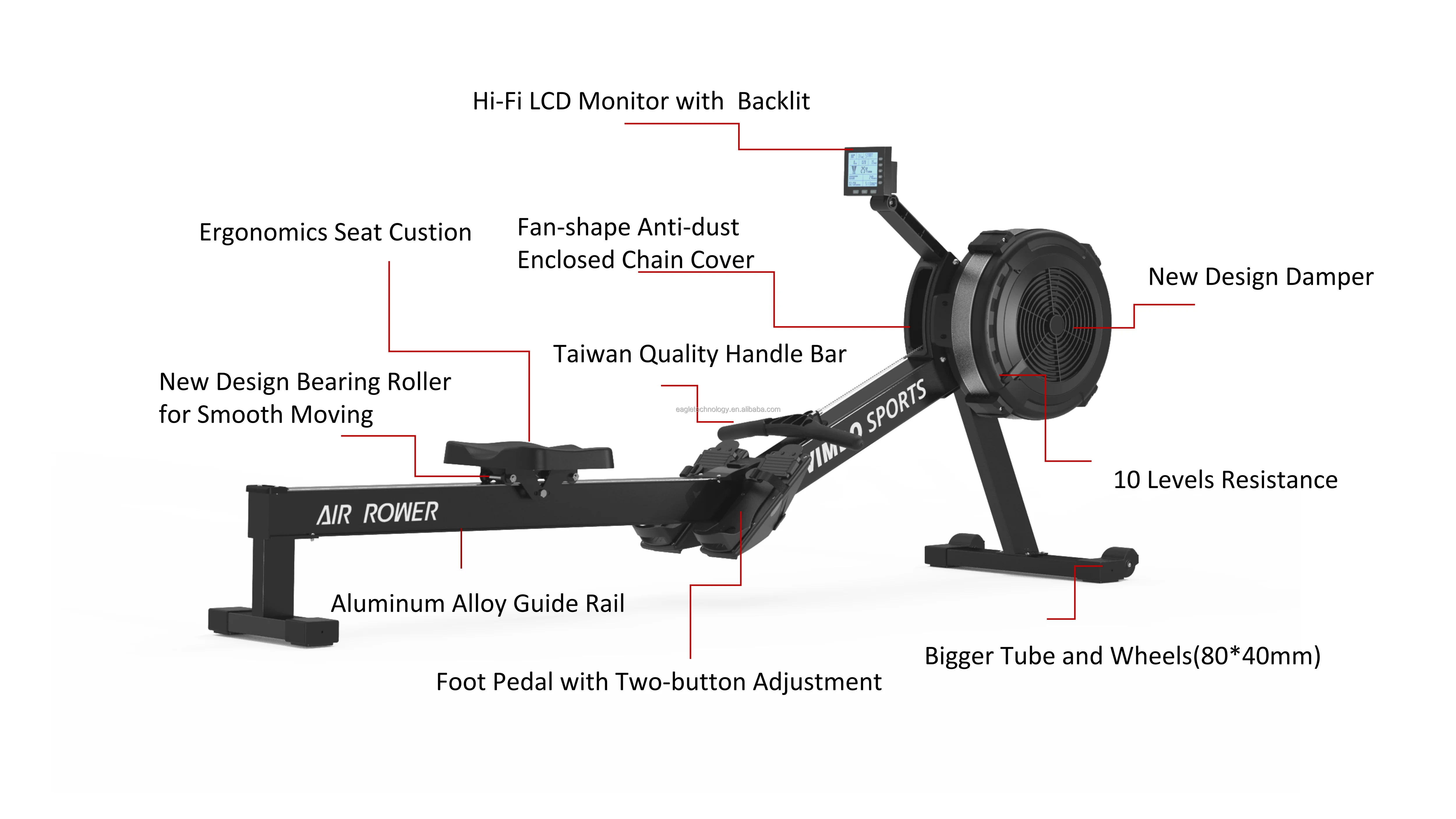 YG-R004 YG Fitness Commercial Rowers Air Rower Rowing Machine Gym Equipment for Fitness