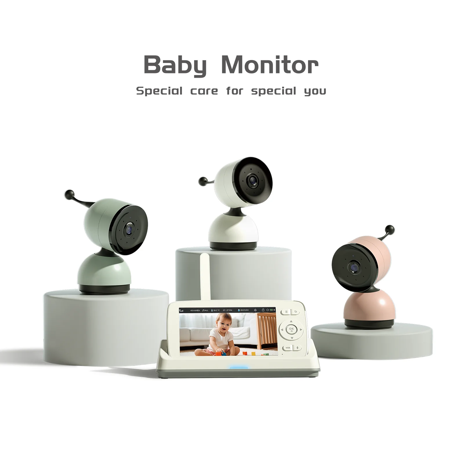 5Inch 2MP 1080P Wireless PTZ Remote Control Temperature Display Baby Monitor Cry Detection   Intercom Video Camera Babysistter