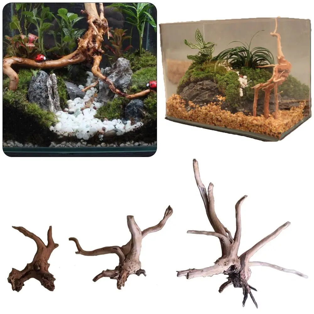 Tree Trunk Micro Landscape Reptile Cylinder Fish Tank Ornament Cuckoo Roots Aquarium Decoration Natural Driftwood Dead-wood