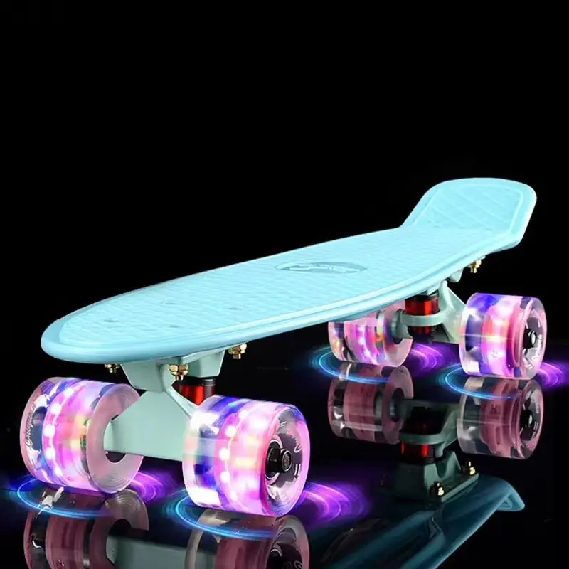 

Penny Board Mini Cruiser, Retro Travel Portable Skateboard, Complete Ready to Ride Fish Boards, 22 Inch