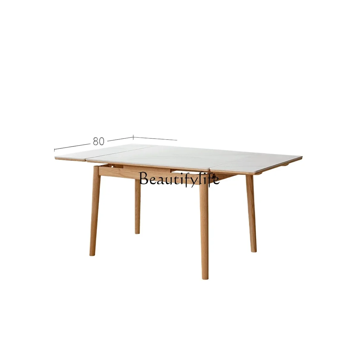 

yj19 Solid Wood Extendable Dining Table Restaurant Oak Simple Folding Rock Board Dining Table