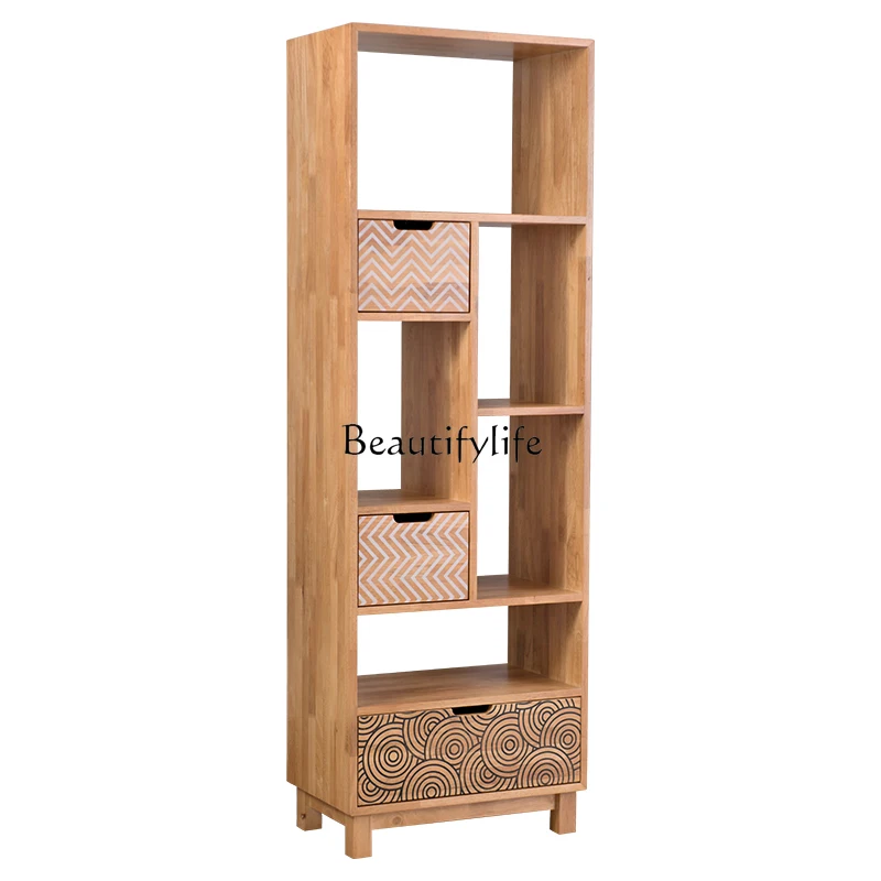 

Nordic Storage Entrance Cabinet Flower Rack Bay Window Wine Cabinet Solid Wood Display Shelf