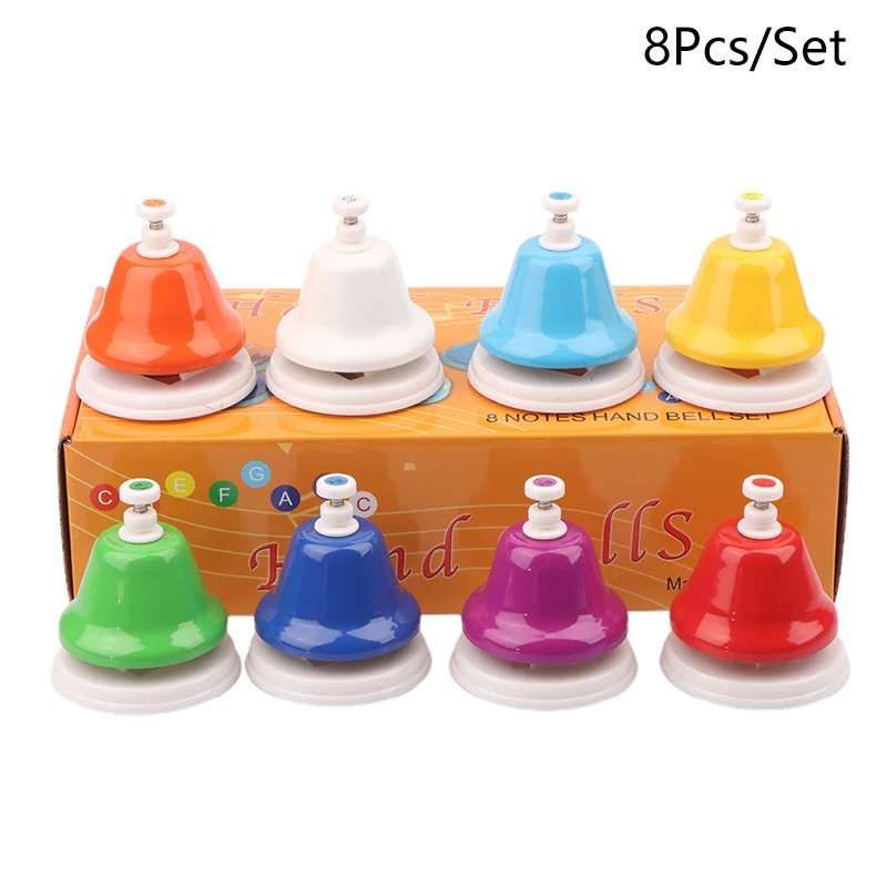 

Eight Tone Clock Tone Bell Desk Bells For Educational Music For Toddlers 8 Notes Colorful Hand Bells Set Musical Instrument