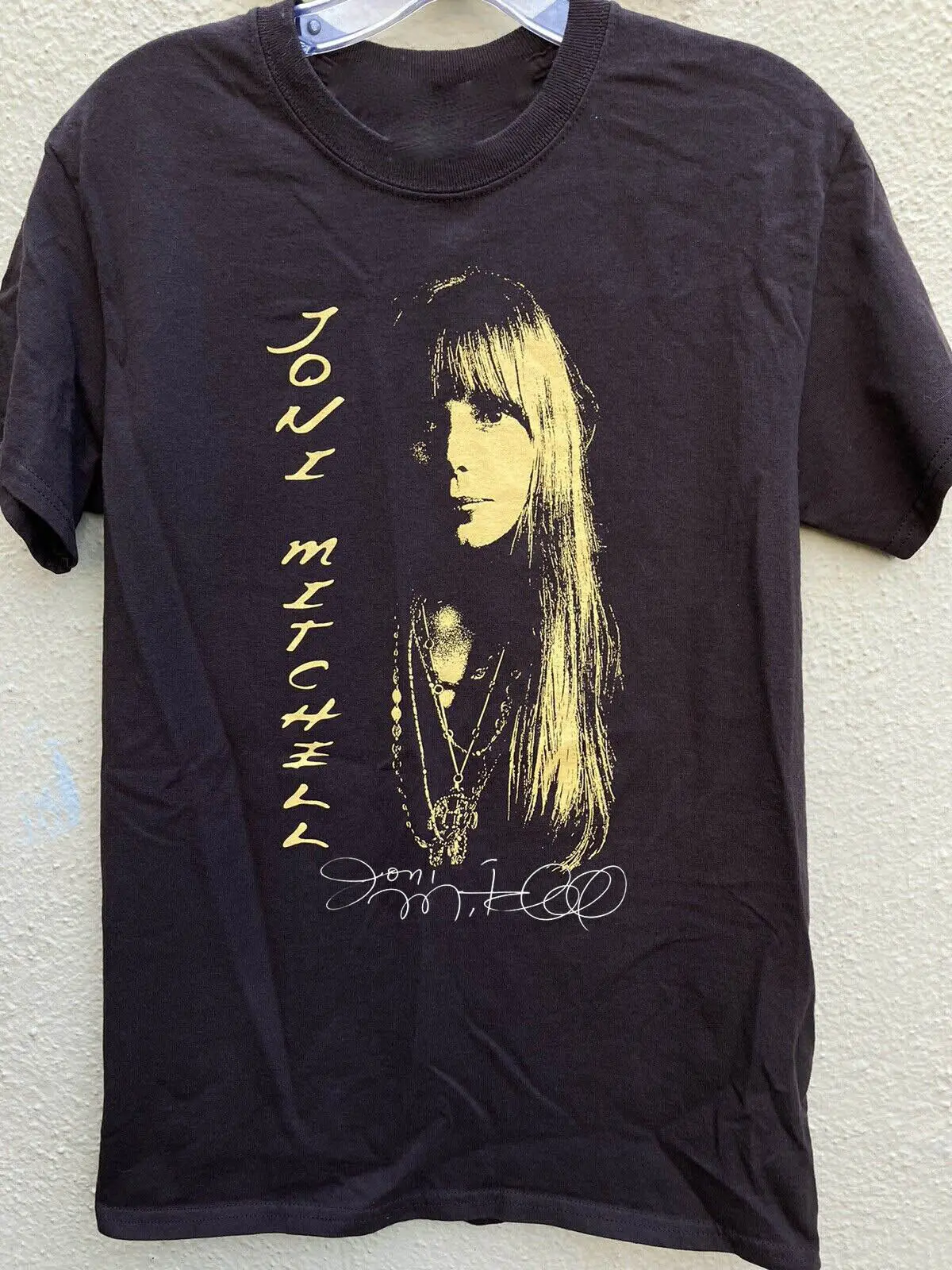 Vtg Joni Mitchell Heavy Cotton Black Full Size T Shirt Mm1202