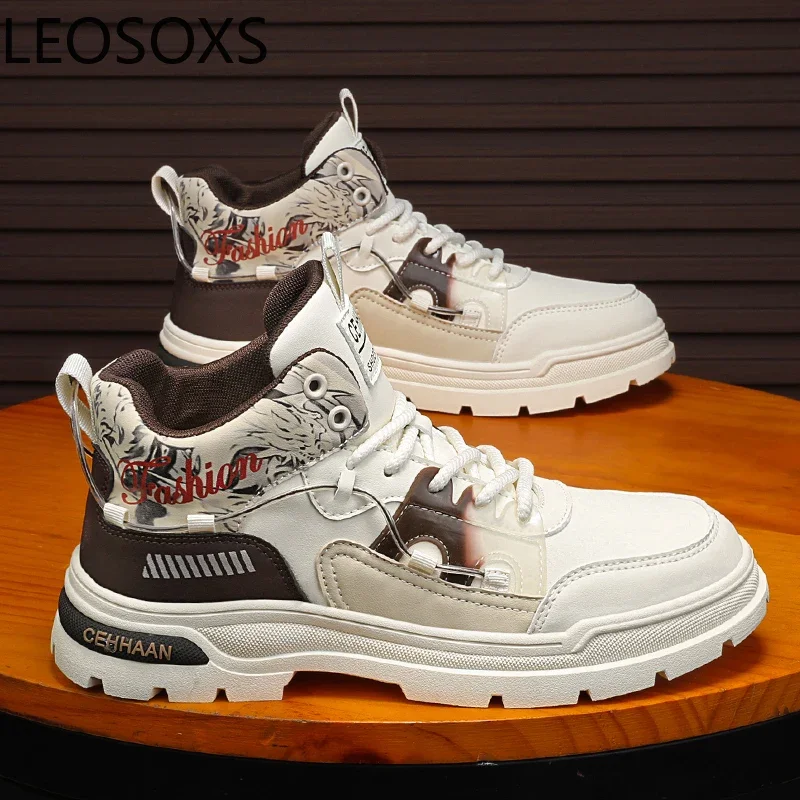 Snow Boots Motorcyclist Boots Explosive Style Velvet Thickening Lace-up  Keep Warm LEOSOXS Trendy Classic Winter Shoes New Style