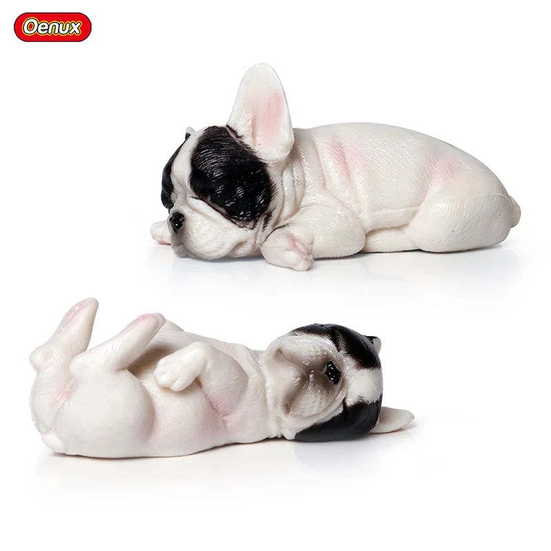 Oenux Classic Cute French Bulldog Simulation Animals Lovely Puppy Pet Dog Action Figures Model Figurine PVC Collection Toys