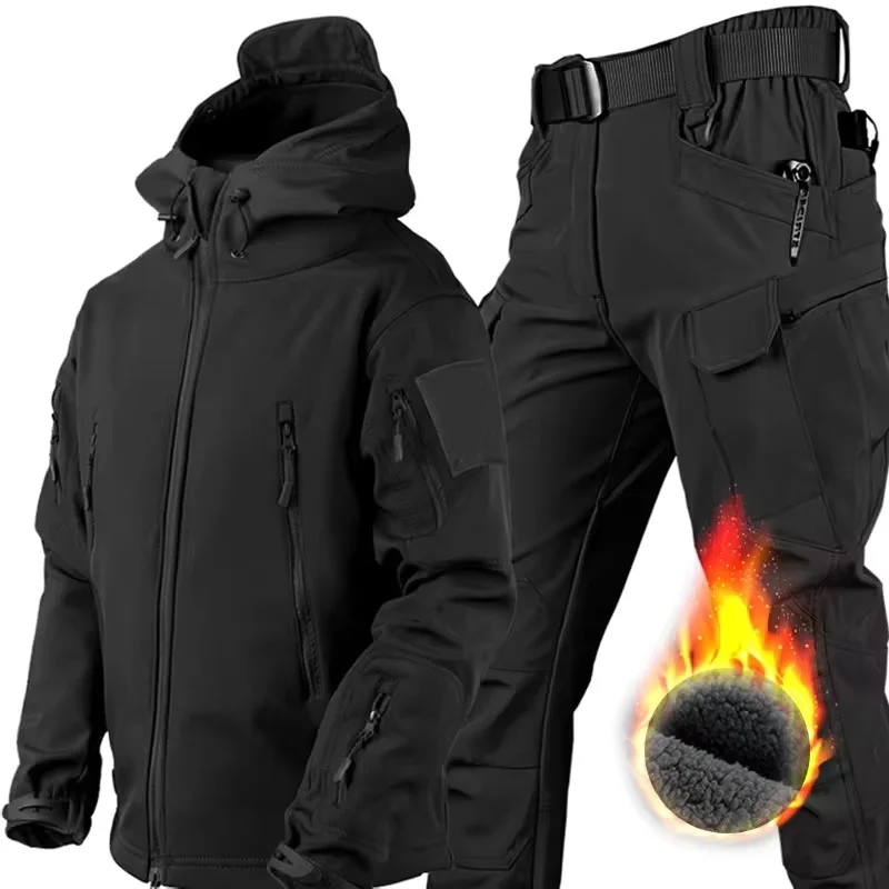 Winter Autumn Fleece Warm Waterproof Suit Men's Jacket Tactical Outdoor Hiking Fishing Camping Sportswear Jacket