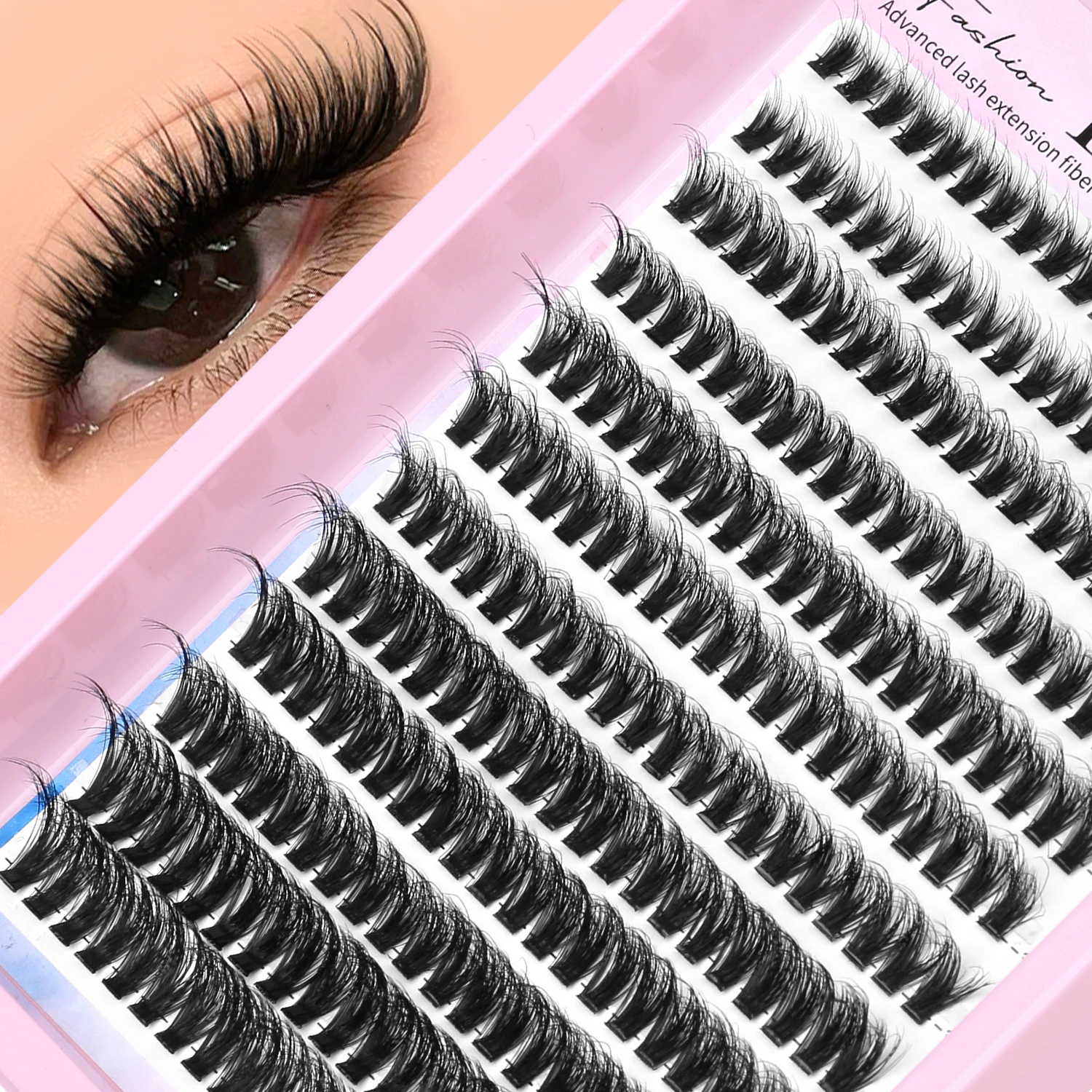 LASVIREY DIY Lash Clusters Fluffy Thick Cluster Lashes Mixed Tray Natural Curl Individual Eyelashes Extension DIY Fluffy lashes