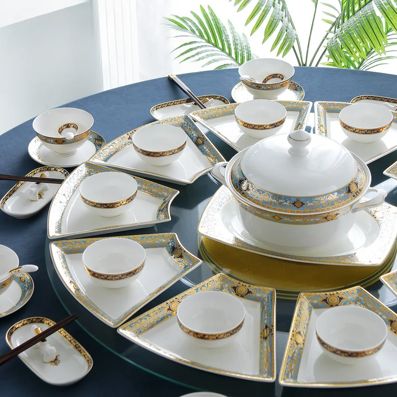 

Round table, plate, platter set, tableware set, bone china dish set.