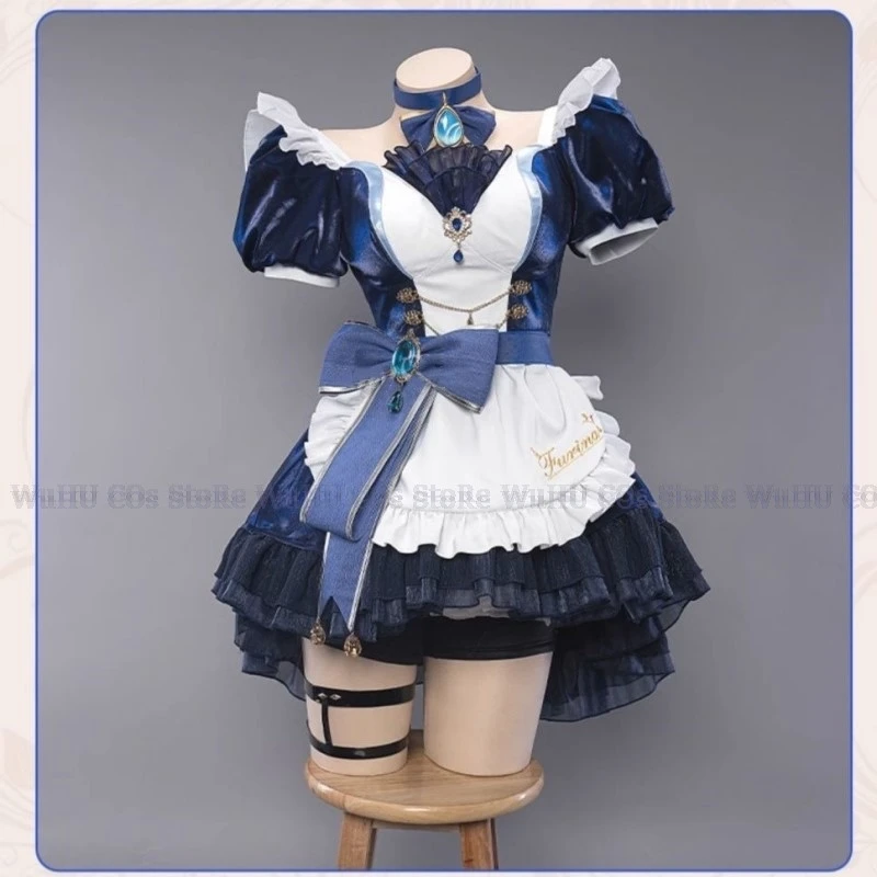 

GAME Genshin Impact Focalors Cosplay Furina Costume Daily Maid Uniform Lolite Role Play Fontaine Focalors Women Halloween Cos