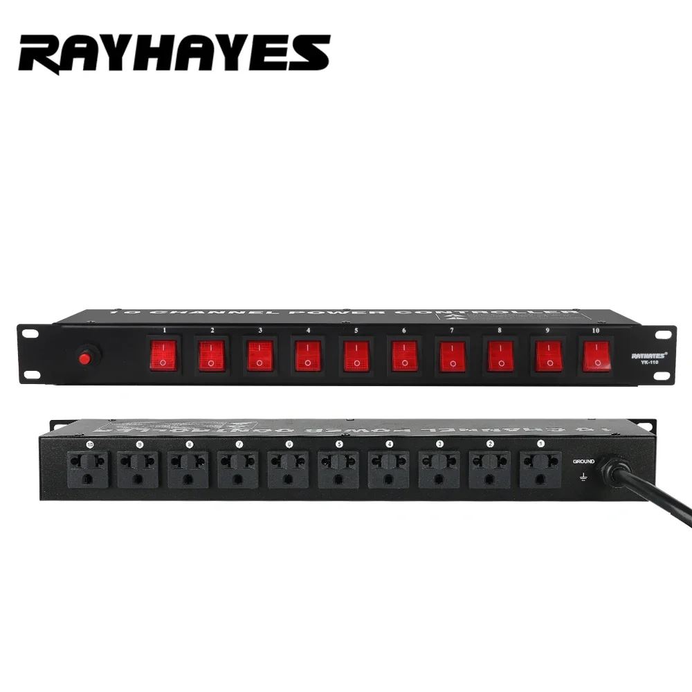 RAYHAYES YK-110 Professional 10 Channel Power Sequencer AC220V 40A Audio Power Controller Independent Switch Stage KTV