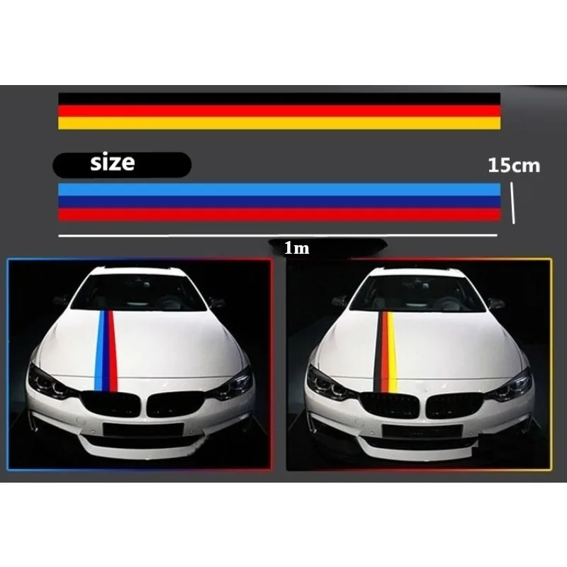 Pegatina de coche pesonalizada de 1MX15CM de tres colores para Alemania, Italia, Francia, Rusia, bandera nacional, pegatinas de estilo, 1 Uds.