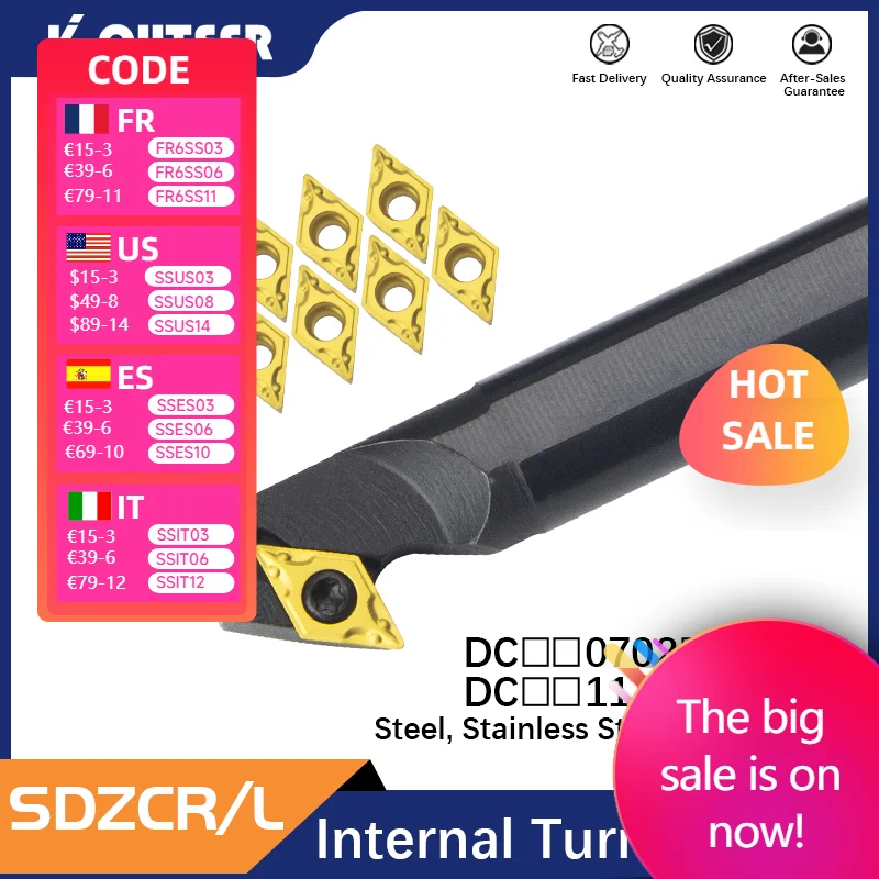 

S10K-SDZCR07 S20R-SDZCR11 S25S-SDZCR11 internal turning Tool,boring bar,SDZCR/L CNC Cutting Tool Holder for DCMT07/09 Insert
