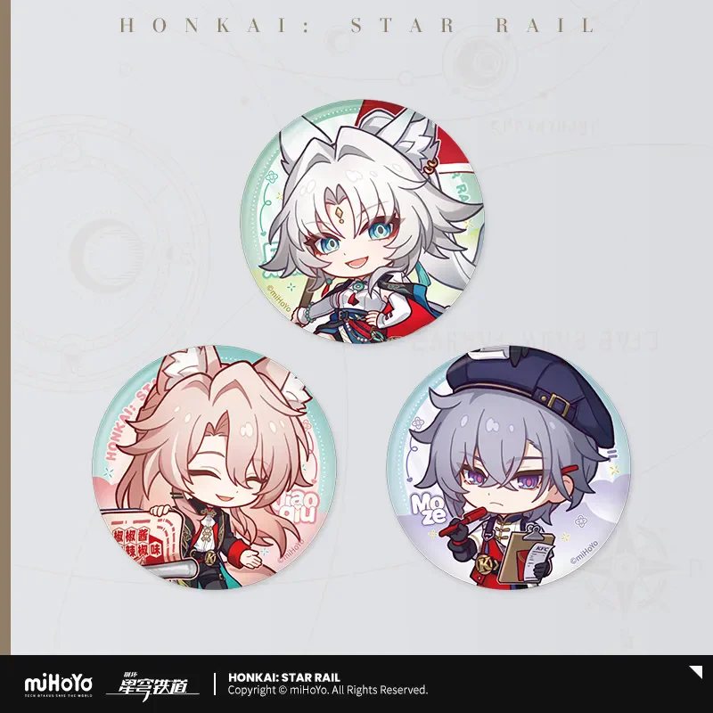 

[Genuine] miHoYo Game Honkai Star Rail Delicious Series Q-version Tinplate Badge Moze Jiaoqiu Anime Brooch Cosplay Xmas Gifts