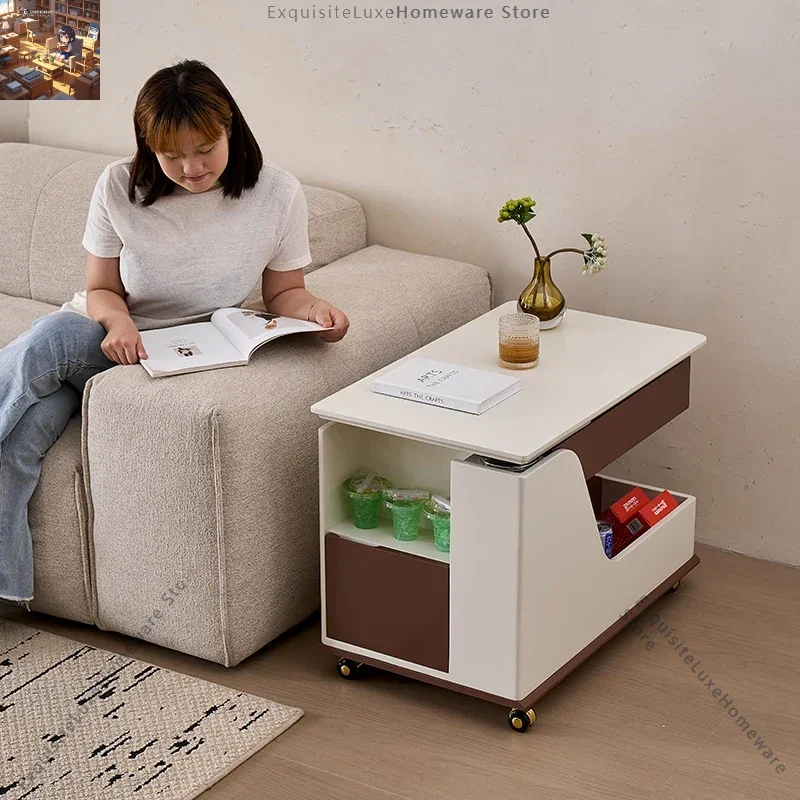 Movable lifting coffee table dining table dual-purpose trolley living room home sofa side few multi-functional folding small tab