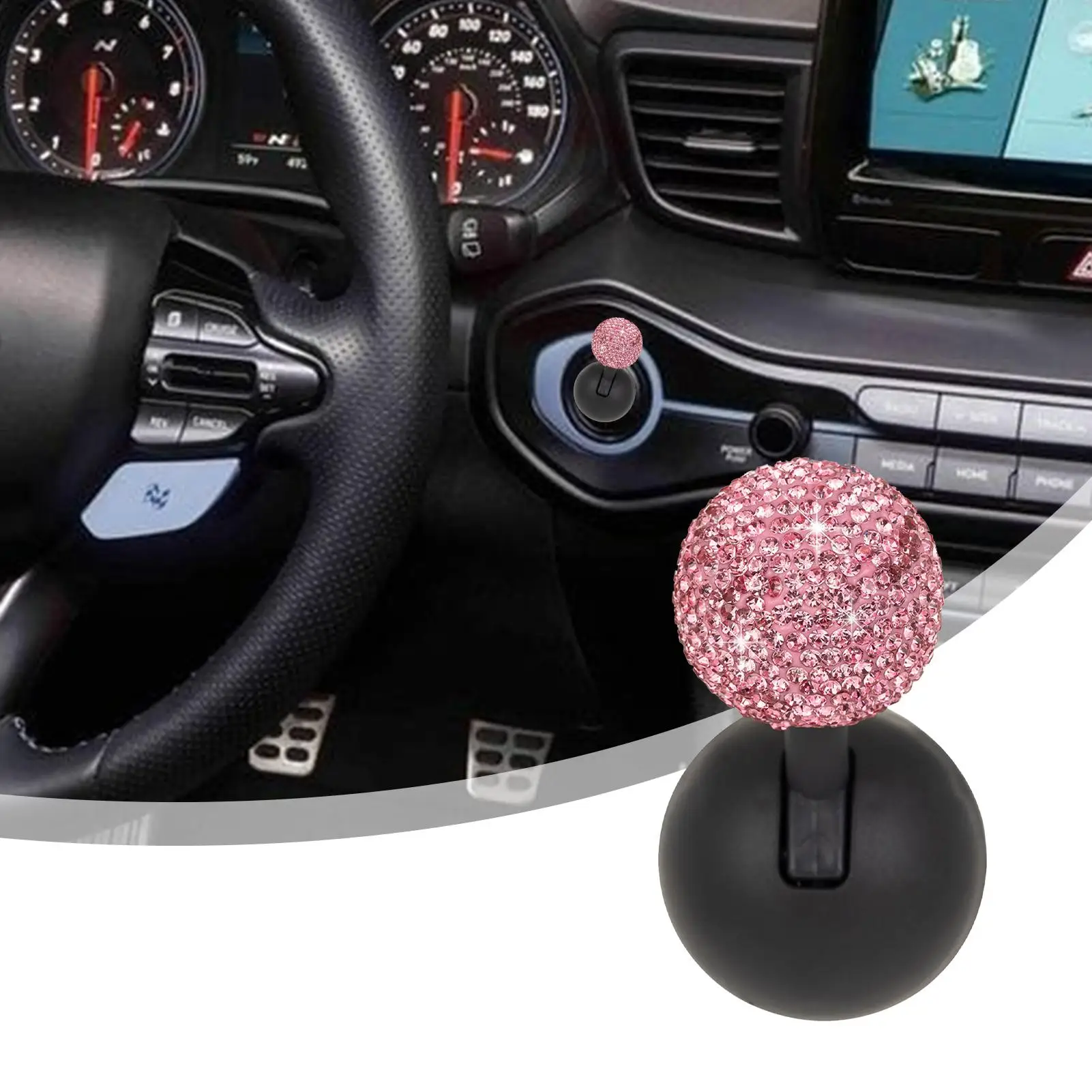 Tombol Tekan Mobil untuk Memulai Rocker Dekoratif Satu Tombol Mulai Bola Berlian Imitasi-bar Mobil Joystick Mulai Satu Tombol untuk Truk, SUV, RV