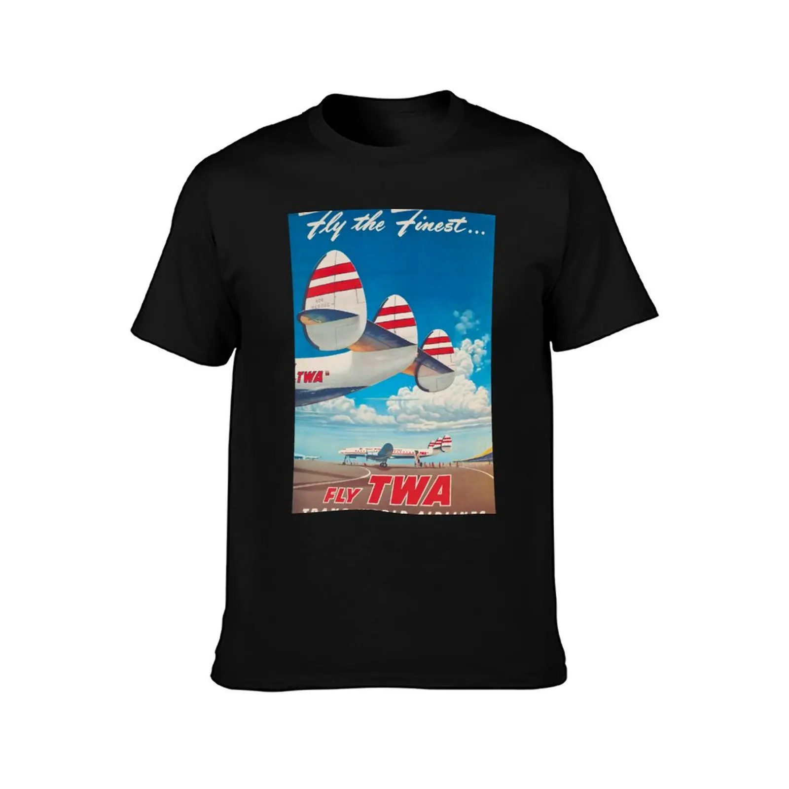 Fly the Finest vintage travel poster T-Shirt Relaxed Casual Short Sleeve Tee T-Shirt