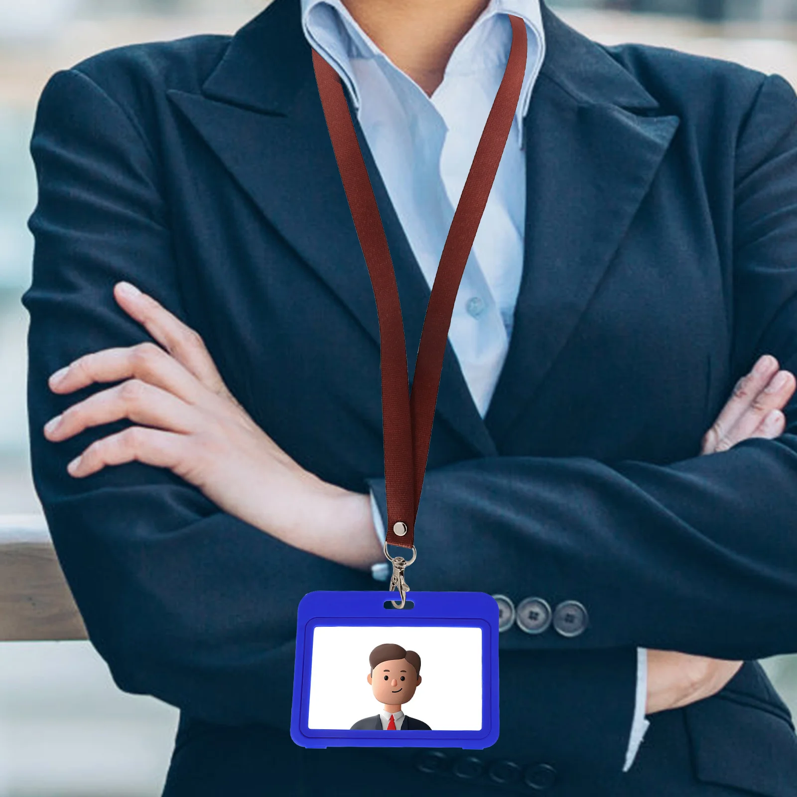 

12Pcs Transparent Id Card Holder Double Sided Horizontal Plastic Badge Protector Flip Cover for Office Work School Name Tag