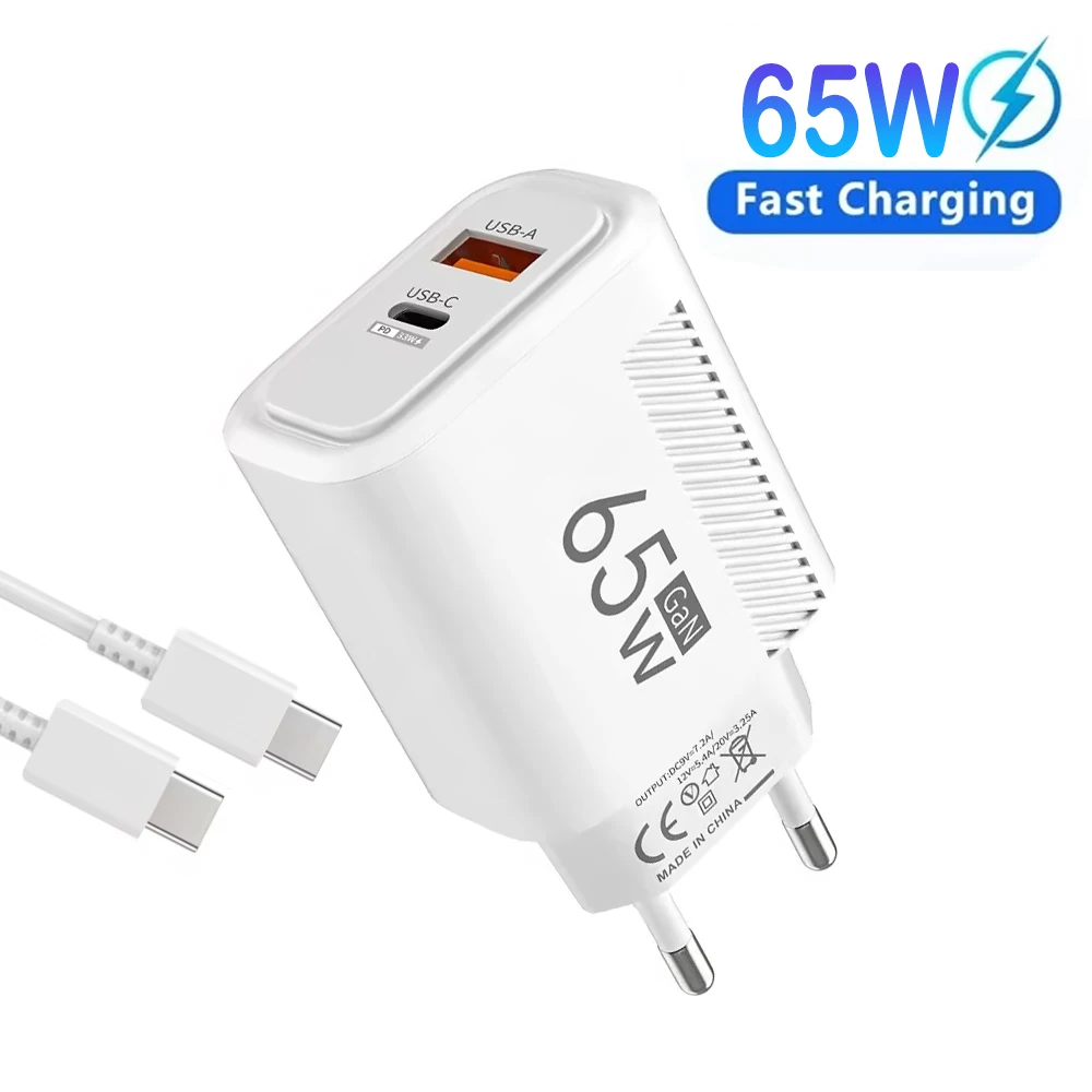 65W GaN USB Type C PD Quick Charge USB Fast Wall Charger For iPhone 14 Xiaomi Samsung Huawei Type C PD Phone Charge Adapter