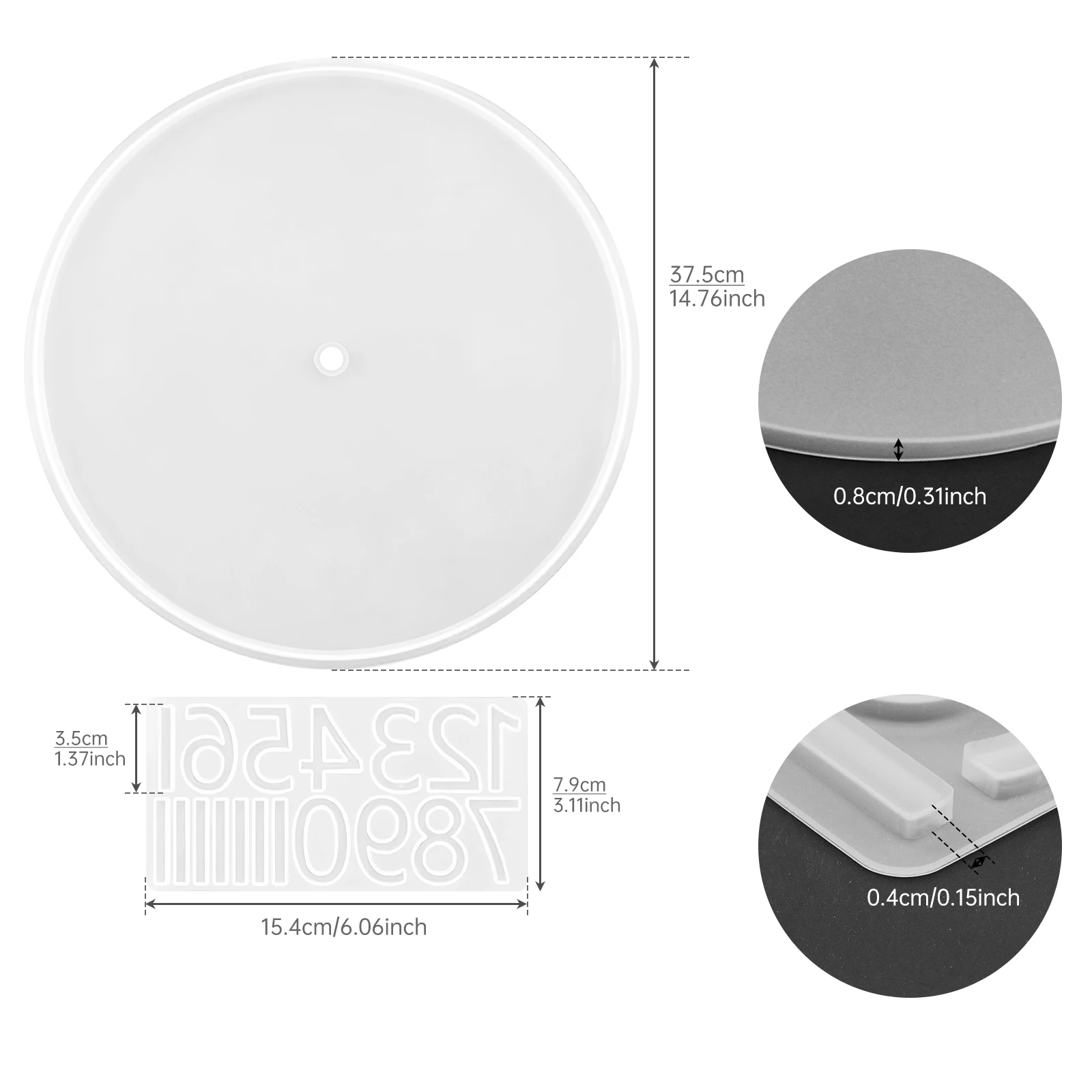 14 inch Diameter Silicone Arabic Numerals Clock Dial Moulds Kit for Resin / DIY Clock / Home Decor Gift / Wall Hanging Ornaments
