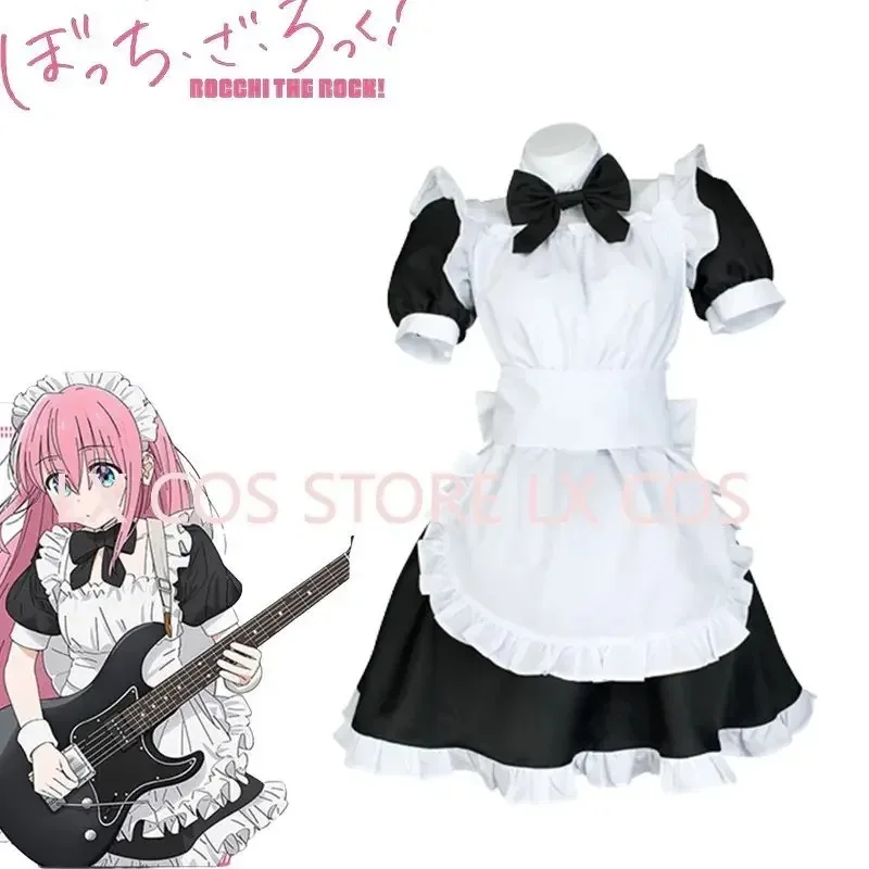 Gotou Hitori تأثيري Bocchi The Rock Gotou Hitori فستان خادمة أبيض وأسود فستان خادمة لوليتا هالوين ملابس حريمي