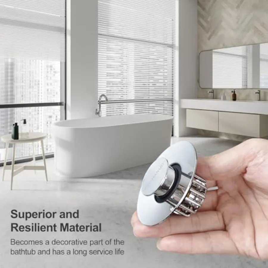 Bathtub Stopper Shower Drain Hair Catcher, Pop-up Tub Stopper with Strainer Bathroom Drain Plug Drain Protector for 1-1/2 to 1-